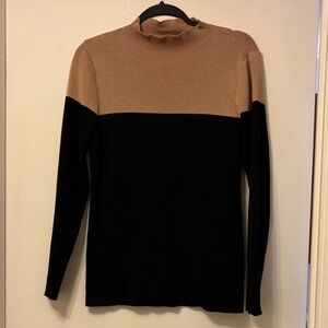 Eloquii Black and Tan Turtleneck Sweater